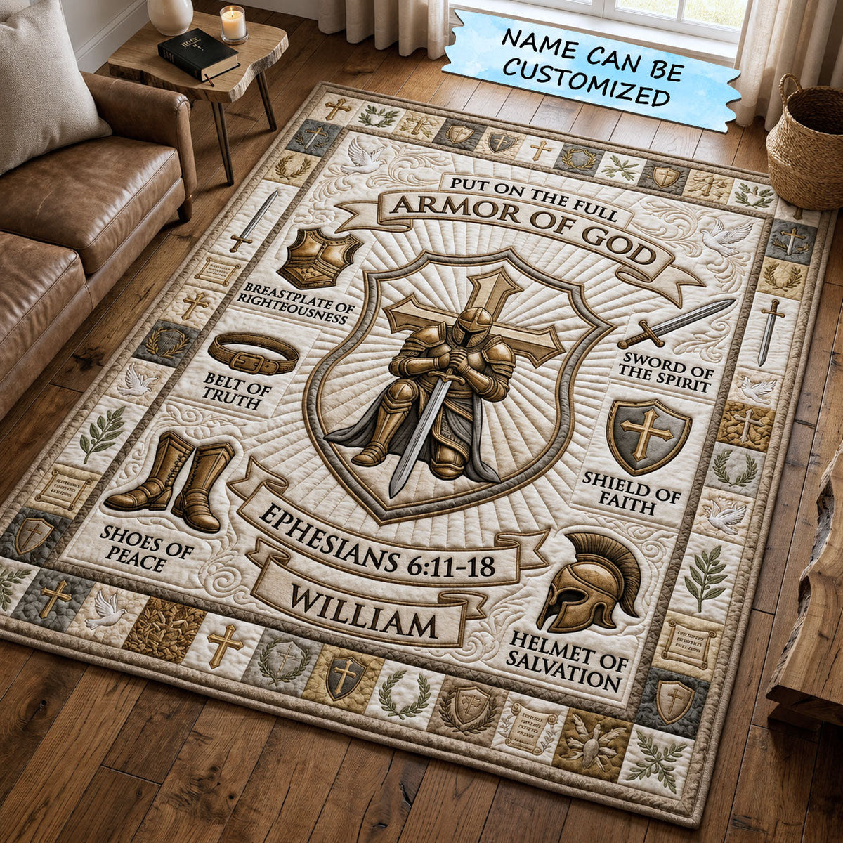 Design 971 area rug in a living room