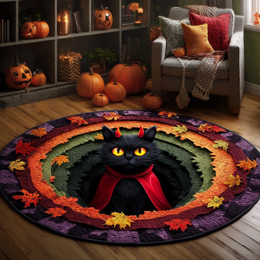 Devil Whiskers Round Mat Rug - washable non-slip printed rug