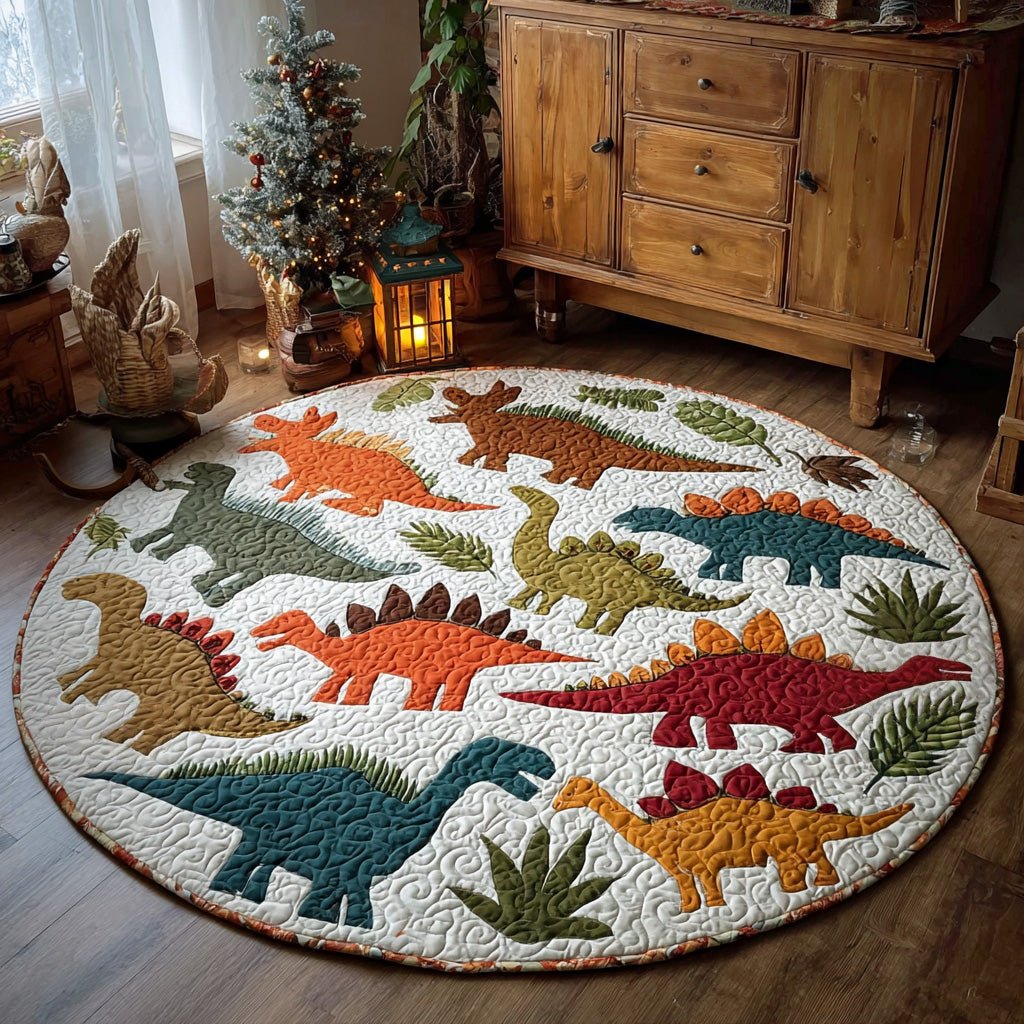 Dinosaur Round Mat Rug - washable non-slip printed rug