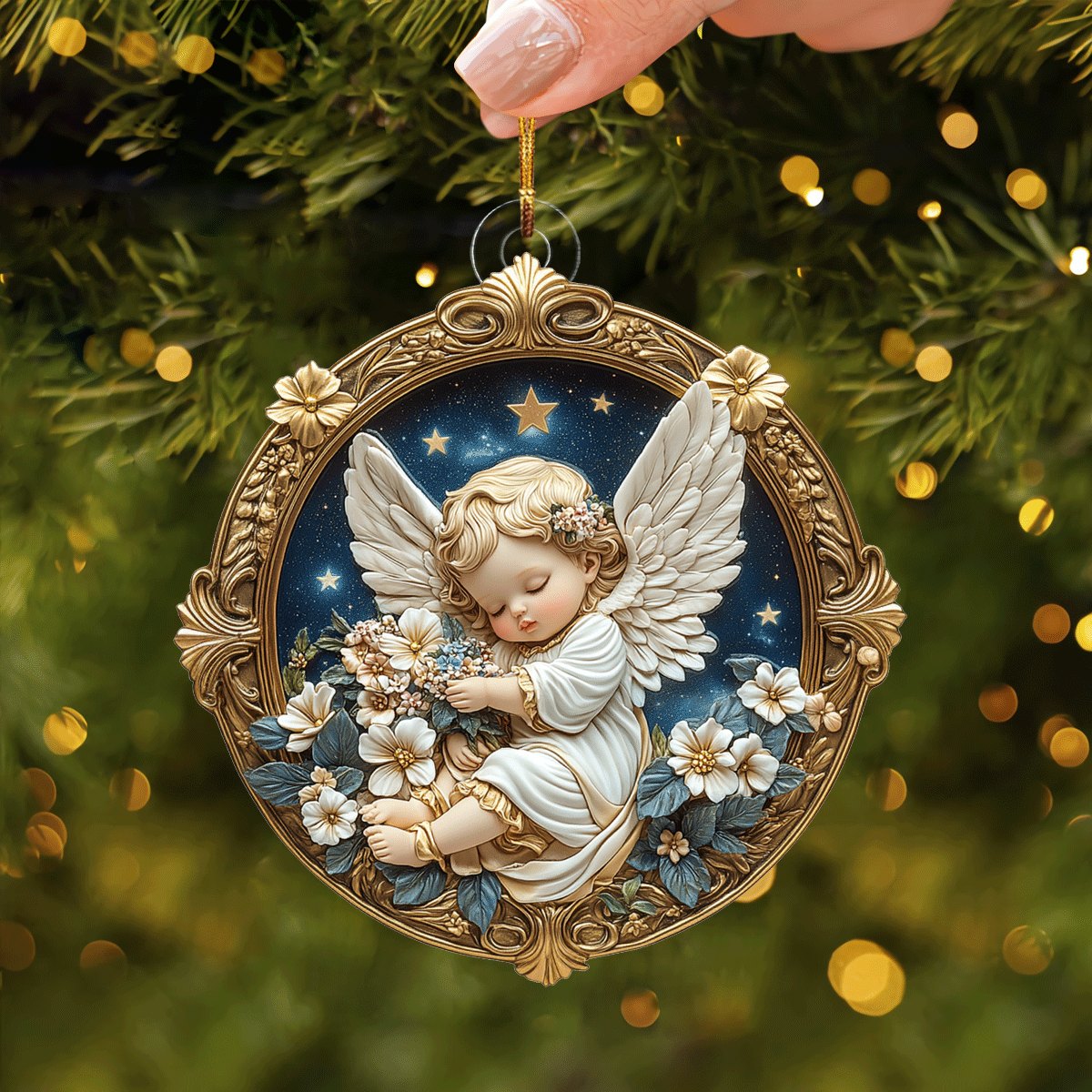 Sunflower Garden with Butterflies Christmas Ornament