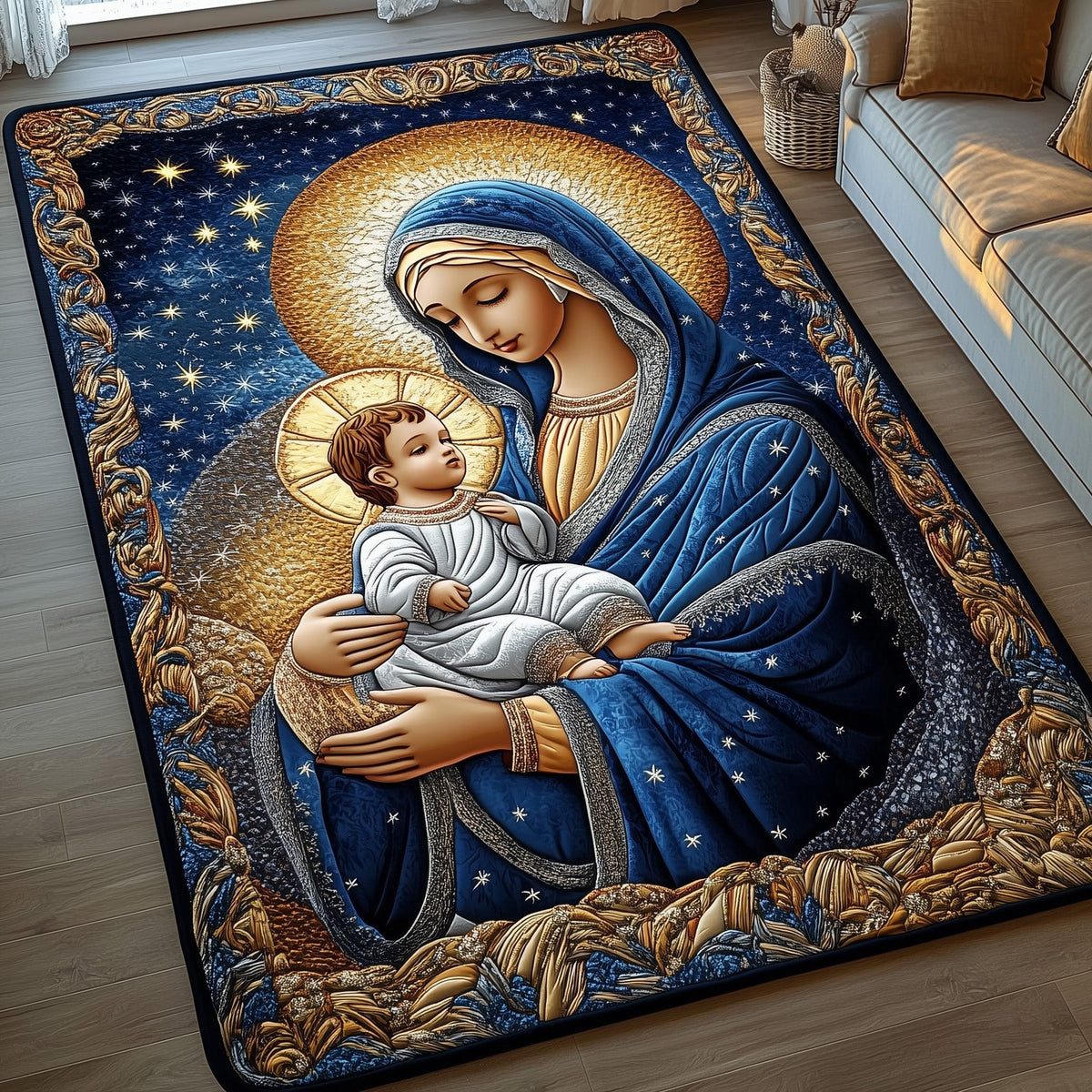Divine Bond area rug in a living room