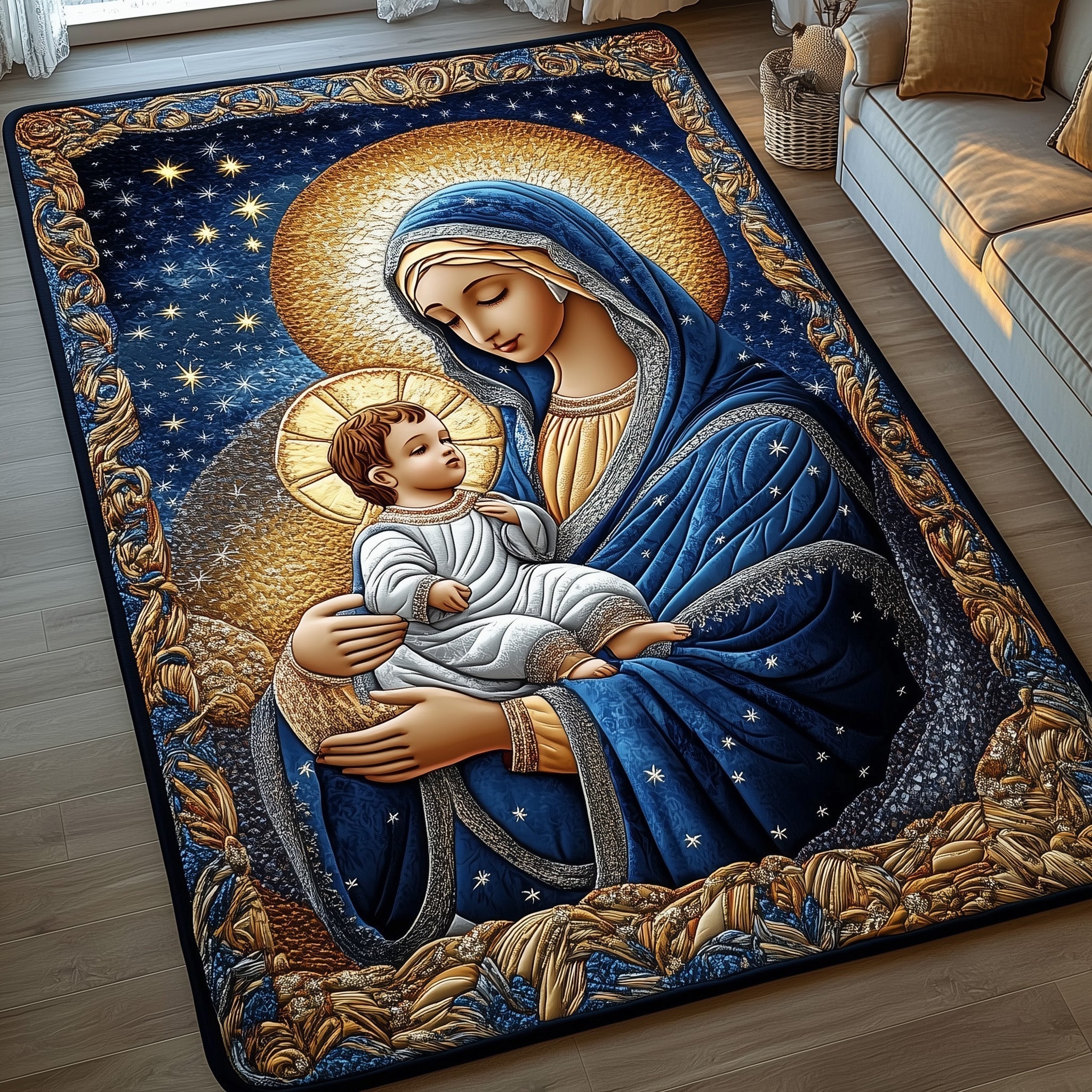 Divine Bond area rug in a living room