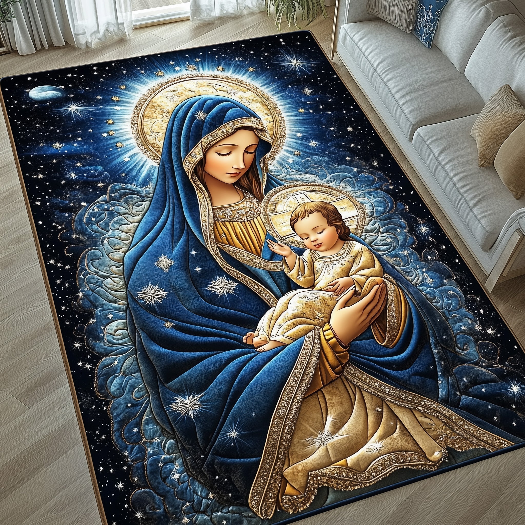 Divine Bond area rug in a living room