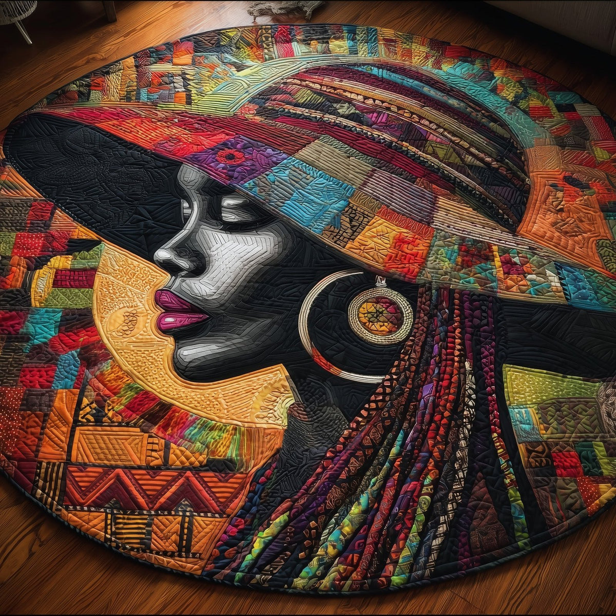 Divine Roots Round Mat Rug - washable non-slip printed rug
