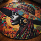 Divine Roots Round Mat Rug - washable non-slip printed rug
