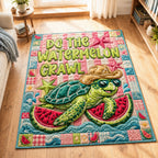 Do The Watermelon Crawl area rug in a living room