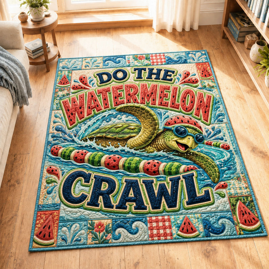 Do The Watermelon Crawl area rug in a living room