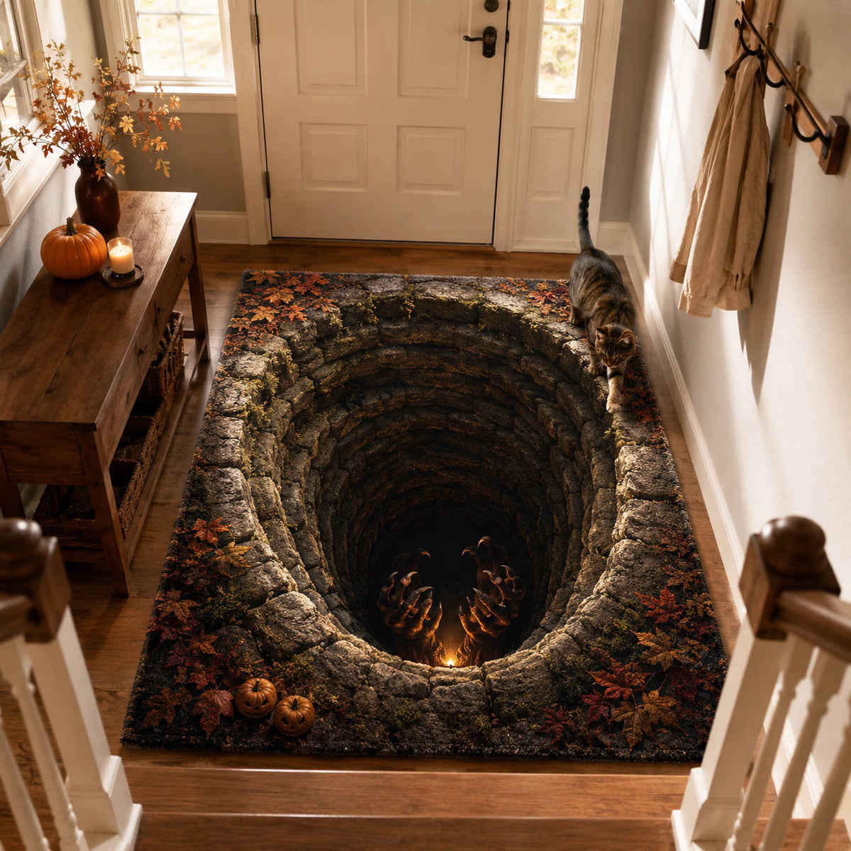 Doom Well area rug in a living room