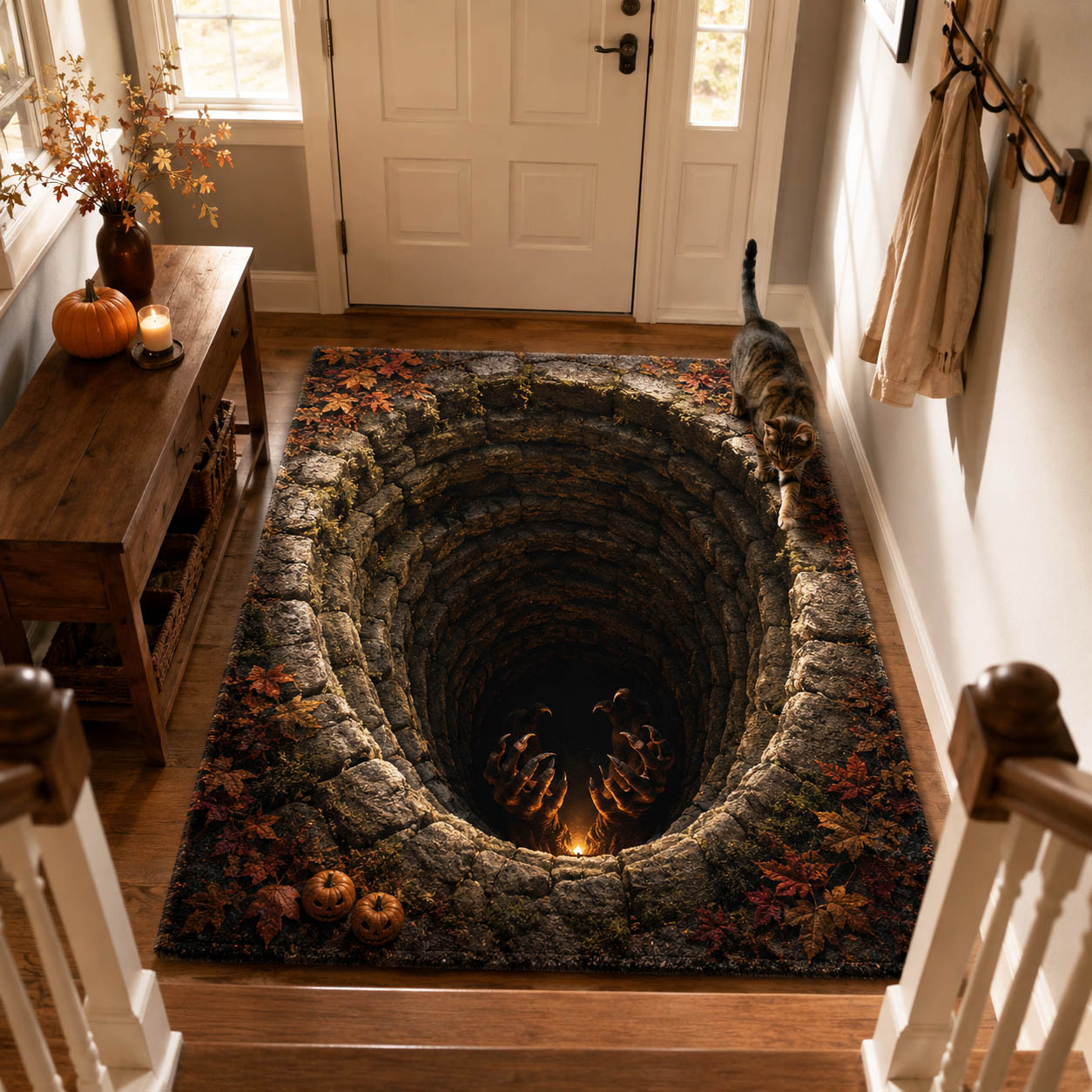 Doom Well area rug in a living room