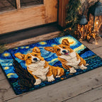Double Corgis Under Stars Doormat - Cute Animal Design | Printed Welcome Doormat