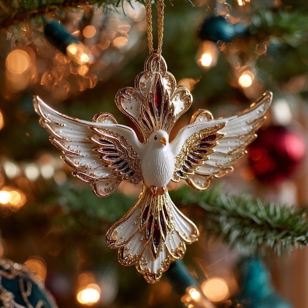 Dove Cross Christmas Ornament
