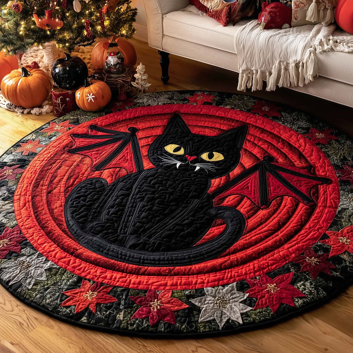 Dracucat Round Mat Rug - washable non-slip printed rug