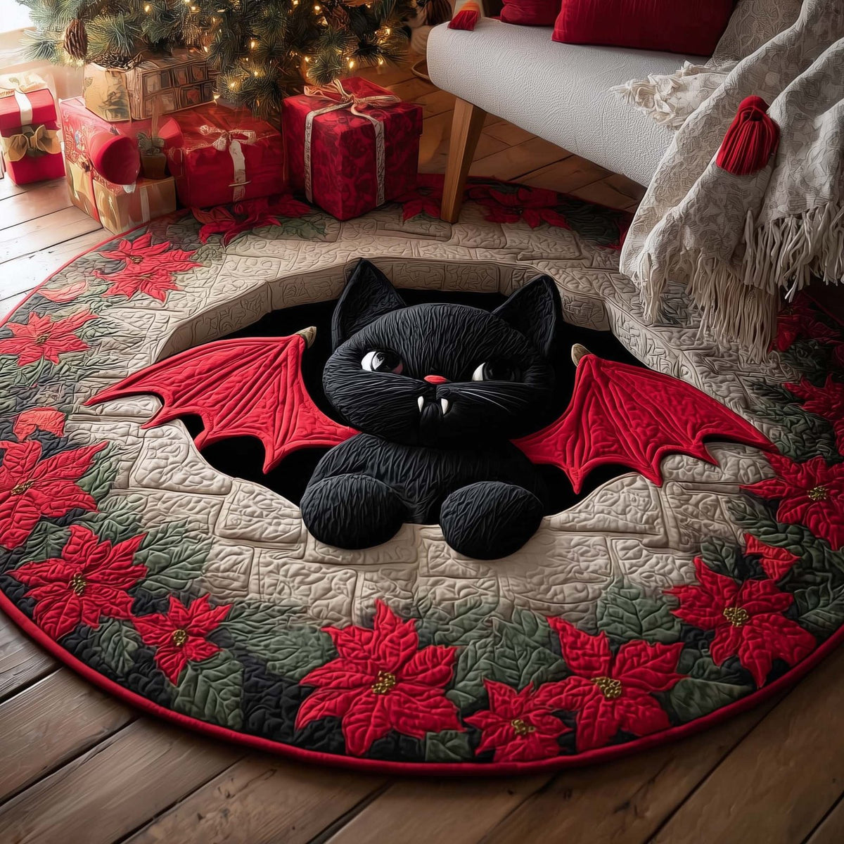 Dracucat Round Mat Rug - washable non-slip printed rug