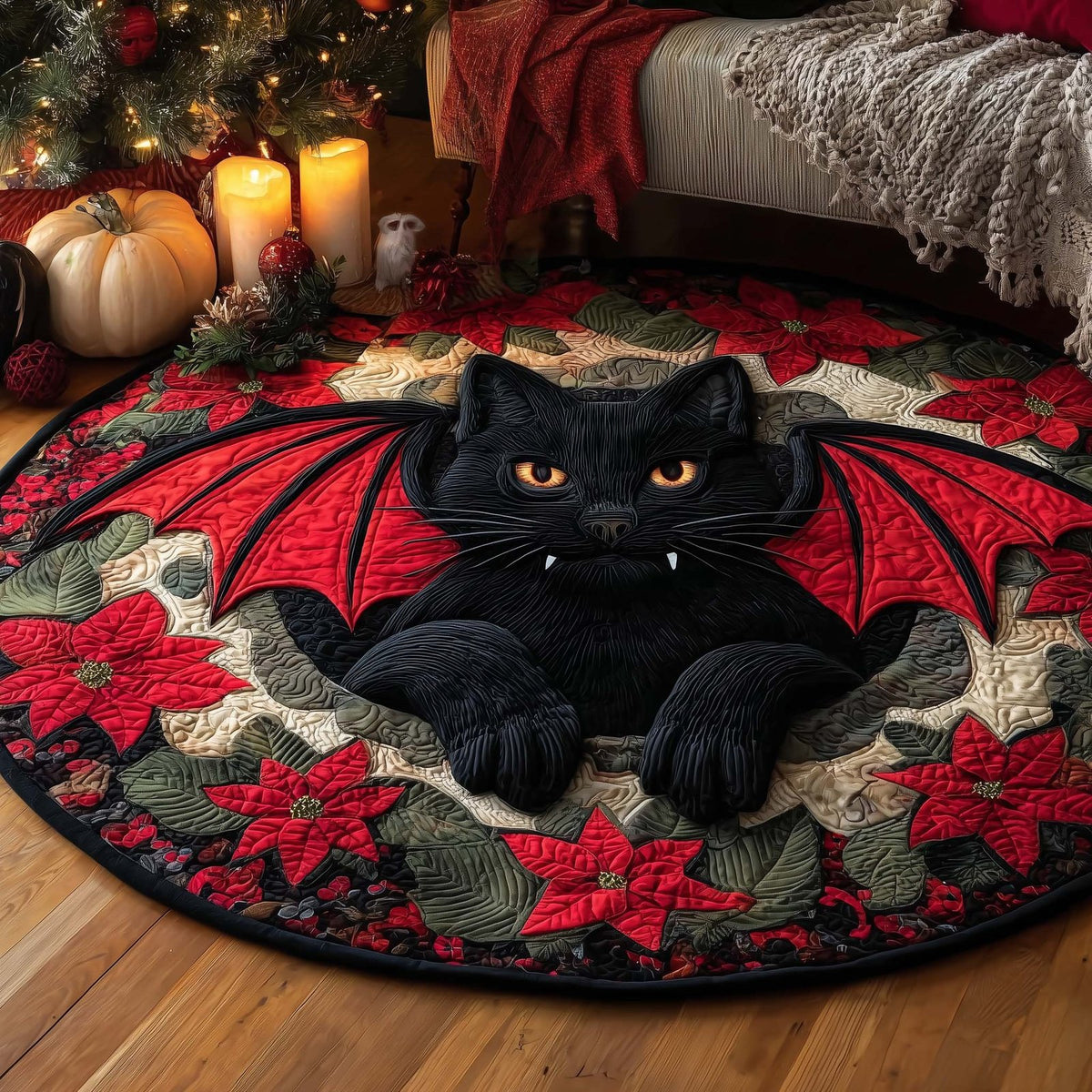 Dracucat Round Mat Rug - washable non-slip printed rug