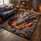 Dragon area rug in a living room