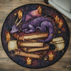 Dragon Book Round Mat Rug - washable non-slip printed rug