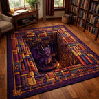 Dragon Book Vault area rug in a living room
