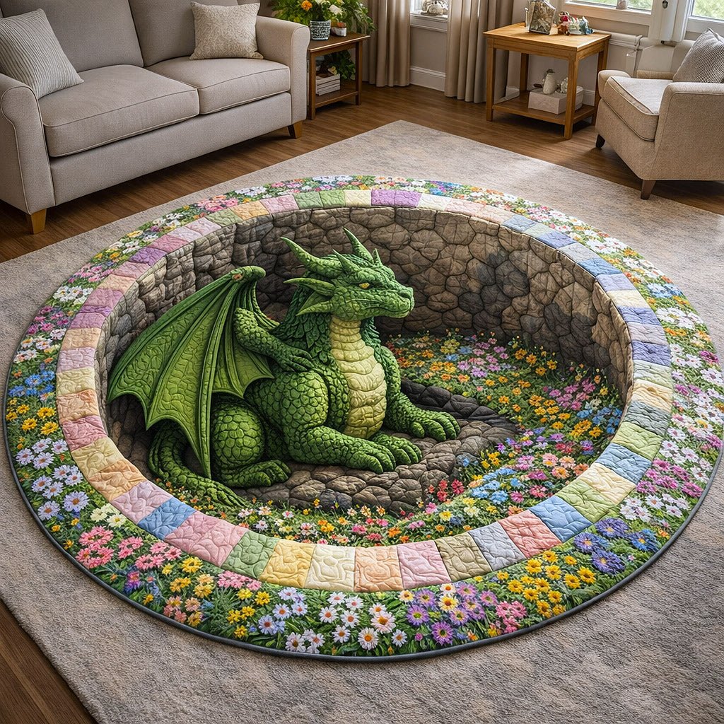 Dragon Charm Round Mat Rug - Nature Design | Serene Home Decor