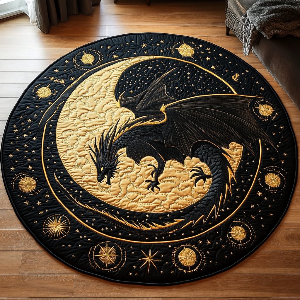 Dragon Dream Round Mat Rug - washable non-slip printed rug