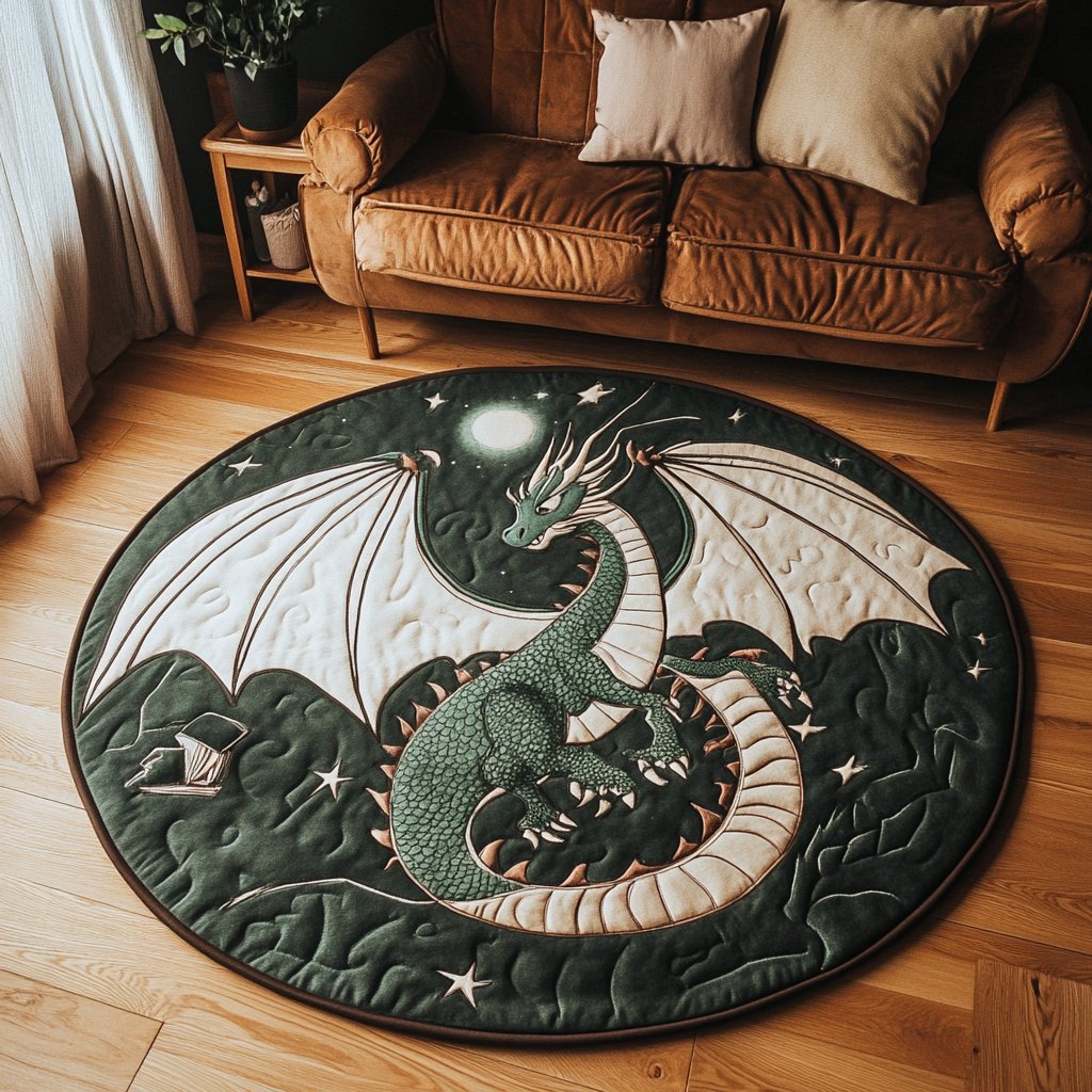 Dragon Essence Round Mat Rug - washable non-slip printed rug