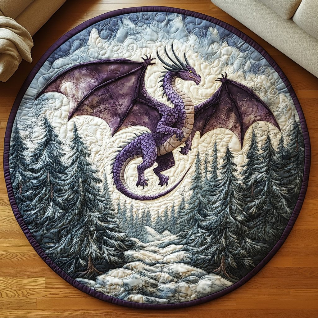 Dragon Forest Round Mat Rug - washable non-slip printed rug