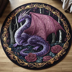 Dragon Fury Round Mat Rug - washable non-slip printed rug