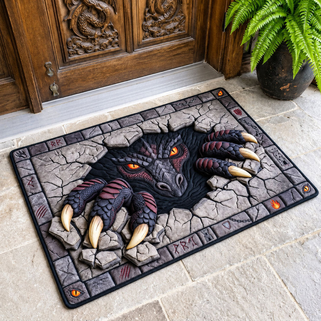 Dragon Gate Fantasy Doormat - Cute Animal Design | Printed Welcome Doormat - washable non-slip printed rug