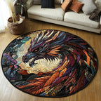 Dragon Lair Round Mat Rug - washable non-slip printed rug