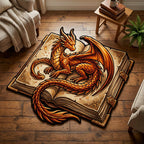 Dragon Library Custom Shape Area Rug - Cute Animal Design | Die-Cut Non-Slip Rug - washable non-slip printed rug