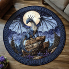 Dragon Moonlight Round Mat Rug - washable non-slip printed rug