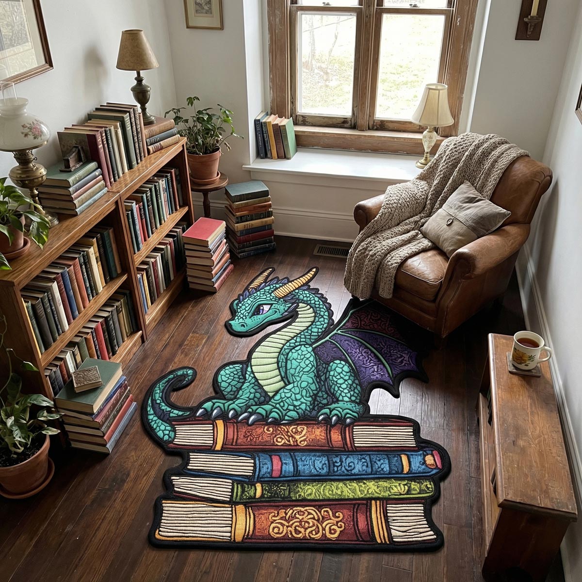Dragon Nook Custom Shape Area Rug - Cute Animal Design | Die-Cut Non-Slip Rug - washable non-slip printed rug