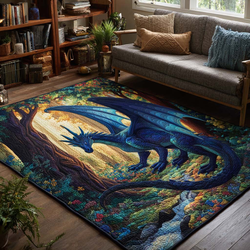 Dragon Realm area rug in a living room