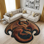 Dragon Realm Custom Shape Area Rug - Cute Animal Design | Die-Cut Non-Slip Rug - washable non-slip printed rug