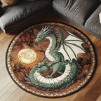 Dragon Realm Round Mat Rug - washable non-slip printed rug