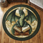 Dragon Scroll Round Mat Rug - washable non-slip printed rug