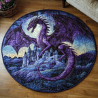 Dragon Song Round Mat Rug - washable non-slip printed rug