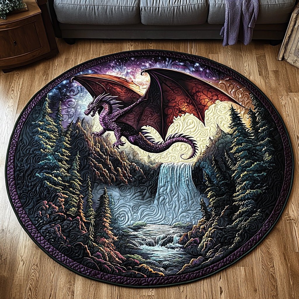 Dragon Stone Round Mat Rug - washable non-slip printed rug