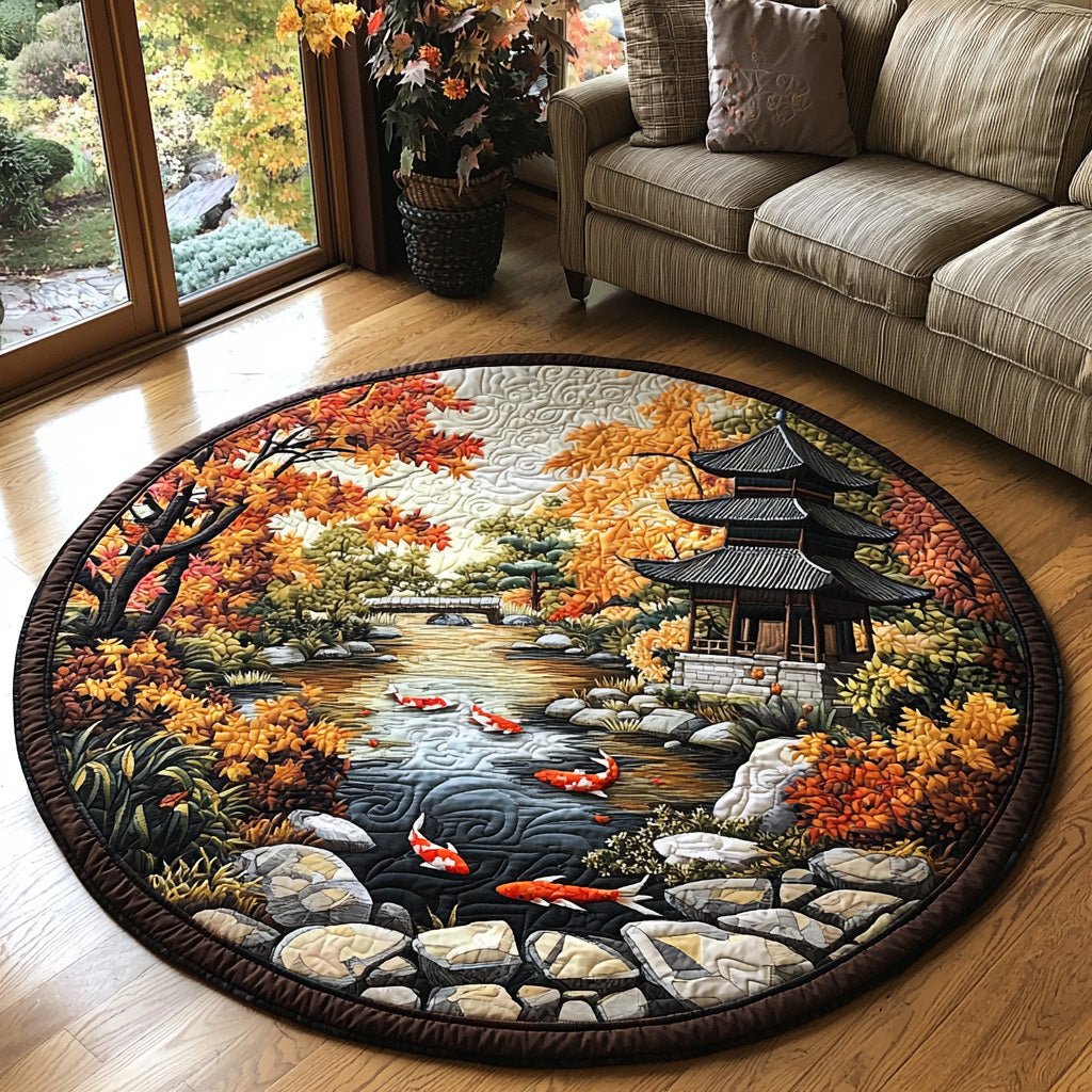 Dragon Stream Round Mat Rug - washable non-slip printed rug