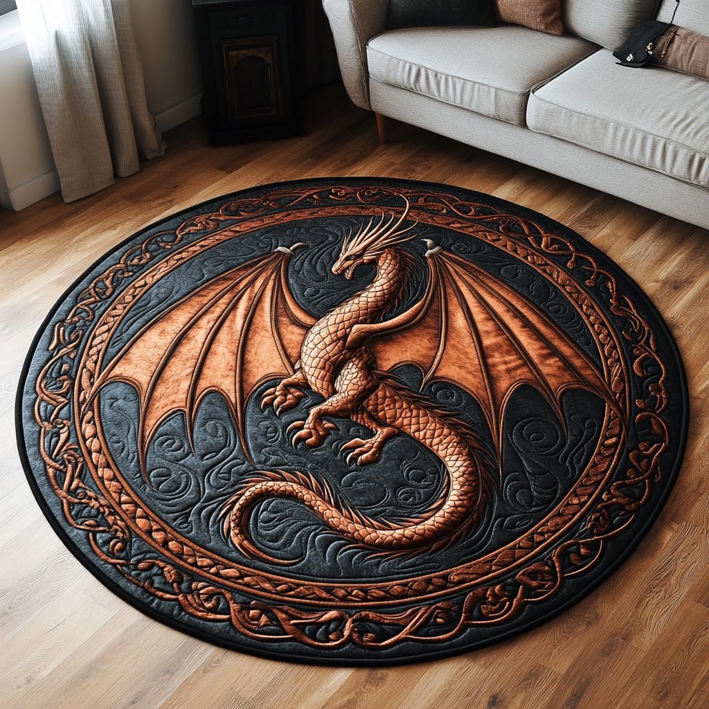 Dragon Watch Round Mat Rug - washable non-slip printed rug