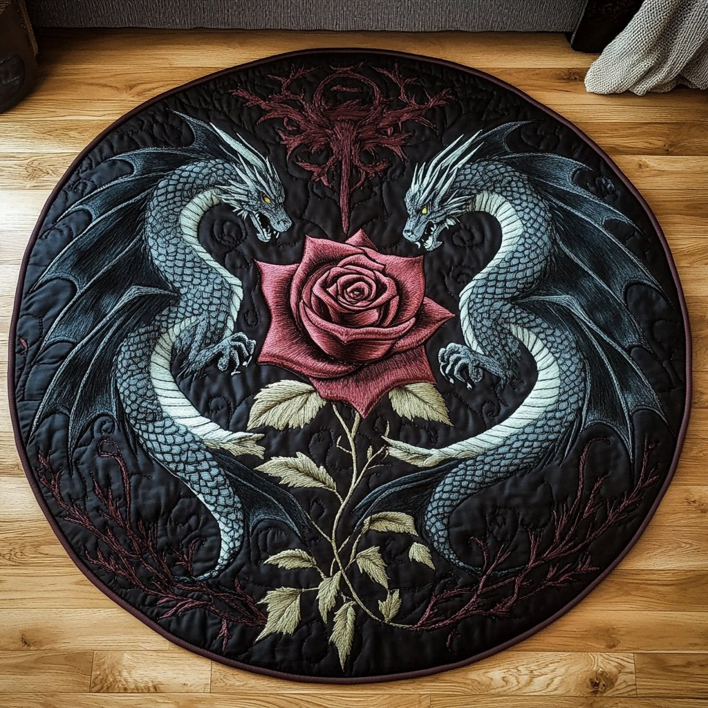 Dragon Whorl Round Mat Rug - washable non-slip printed rug