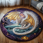 Dragonfire Halo Round Mat Rug - washable non-slip printed rug