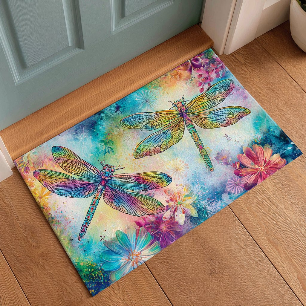 Dragonfly Bloom Doormat - Cute Animal Design | Printed Welcome Doormat