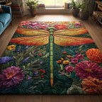 Dragonfly Calm area rug in a living room