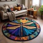 Dragonfly Dream Round Mat Rug - washable non-slip printed rug
