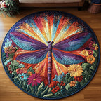 Dragonfly Dreams Round Mat Rug - washable non-slip printed rug