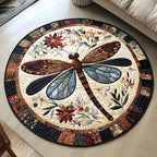 Dragonfly Escape Round Mat Rug - washable non-slip printed rug