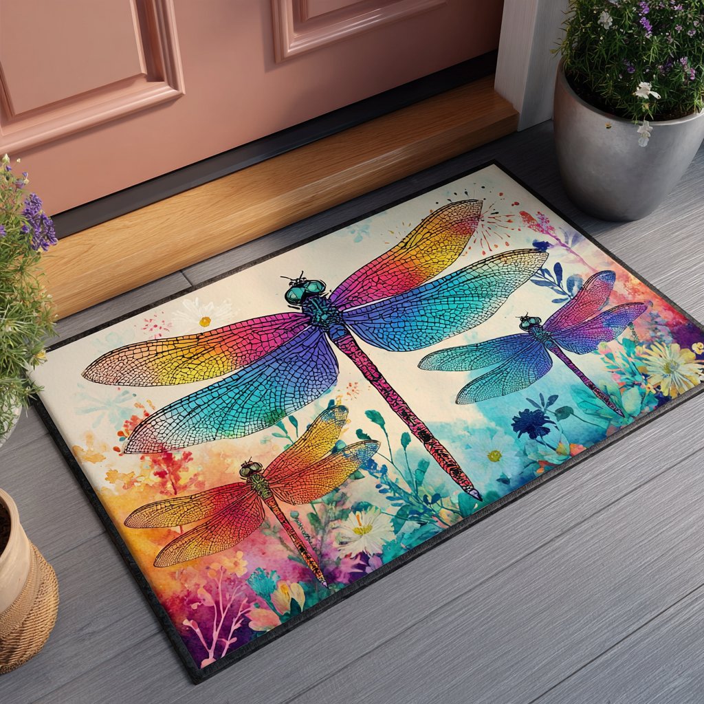 Dragonfly Garden Doormat - Cute Animal Design | Printed Welcome Doormat