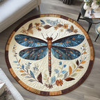 Dragonfly Glade Round Mat Rug - washable non-slip printed rug