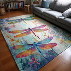Dragonfly Horizon area rug in a living room
