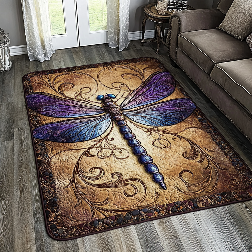Dragonfly Light area rug in a living room